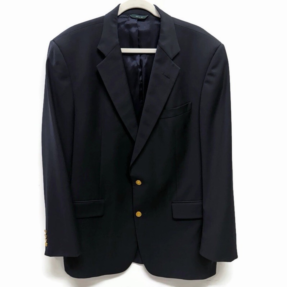 Brooks Brothers Country Club Loro Piana Men's 43L Black Wool Blazer Jacket